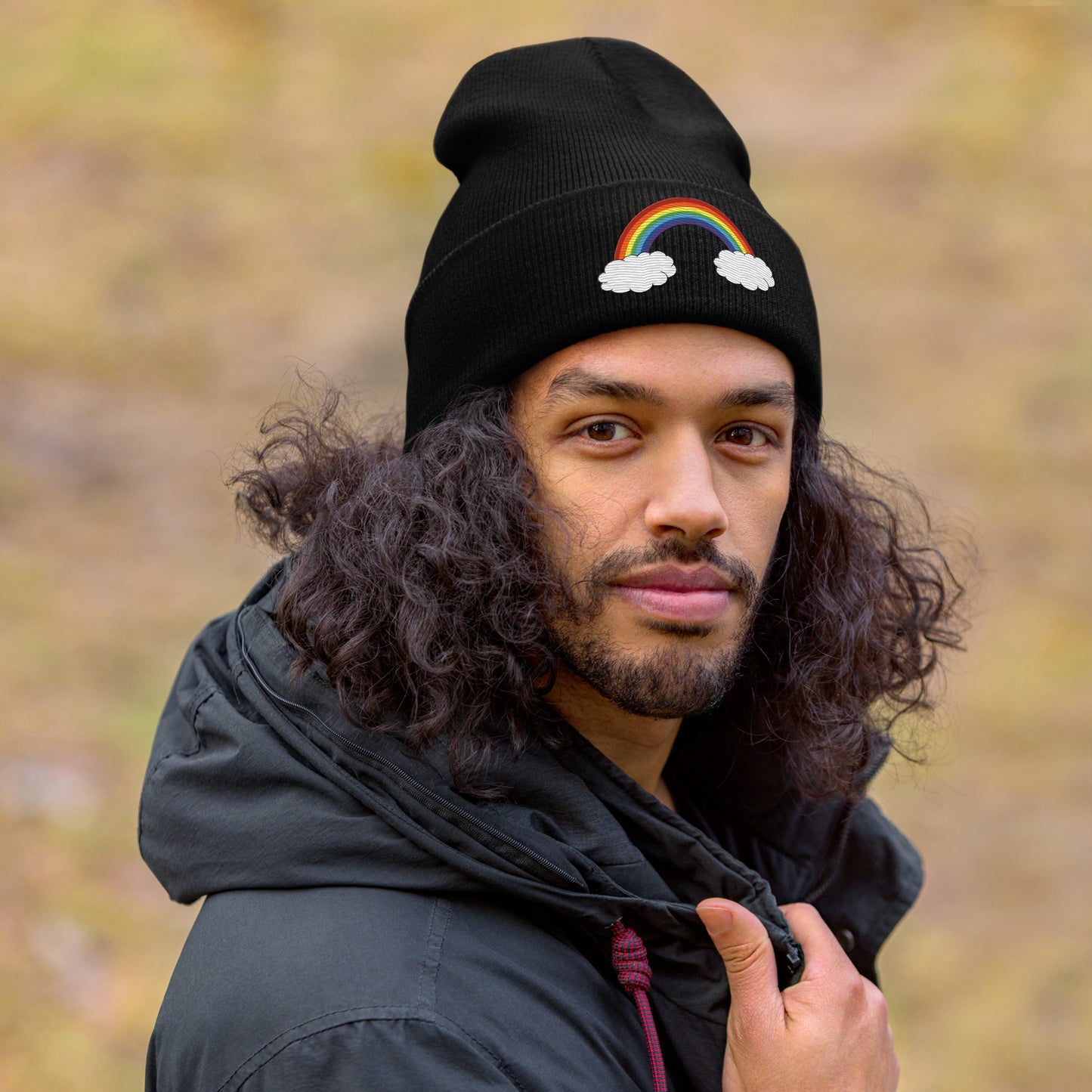 Rainbow Embroidery Beanie