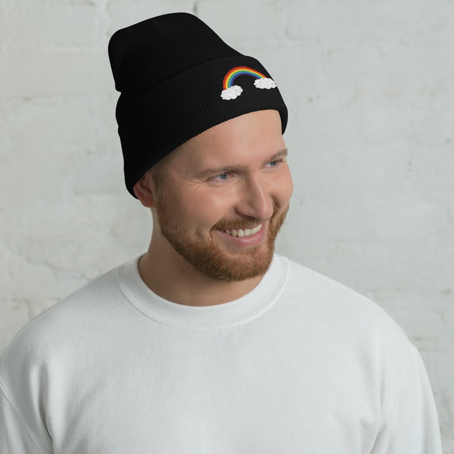 Rainbow Embroidery Beanie