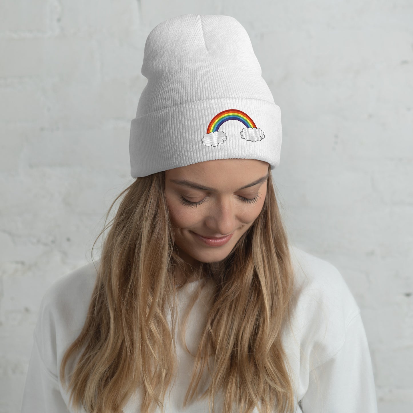 Rainbow Embroidery Beanie